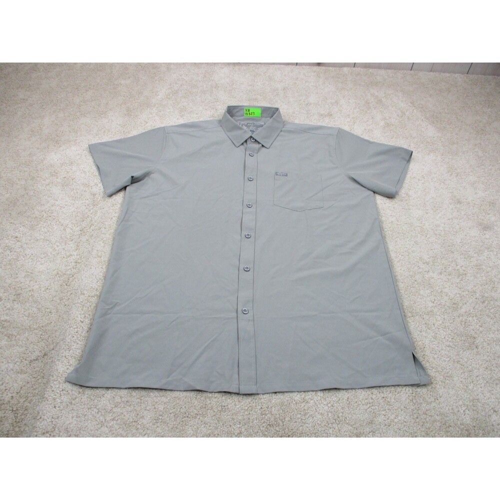 Retro Rifle Shirt Mens XL Gray Performance Stretch Short Sleeve Casual Button Up